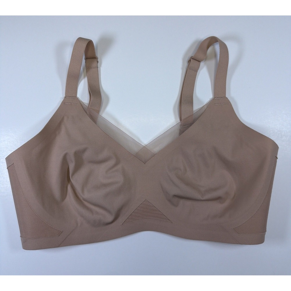 Honeylove Crossover Bra Womens Wireless Small Tan Beige No Pads Adjustable